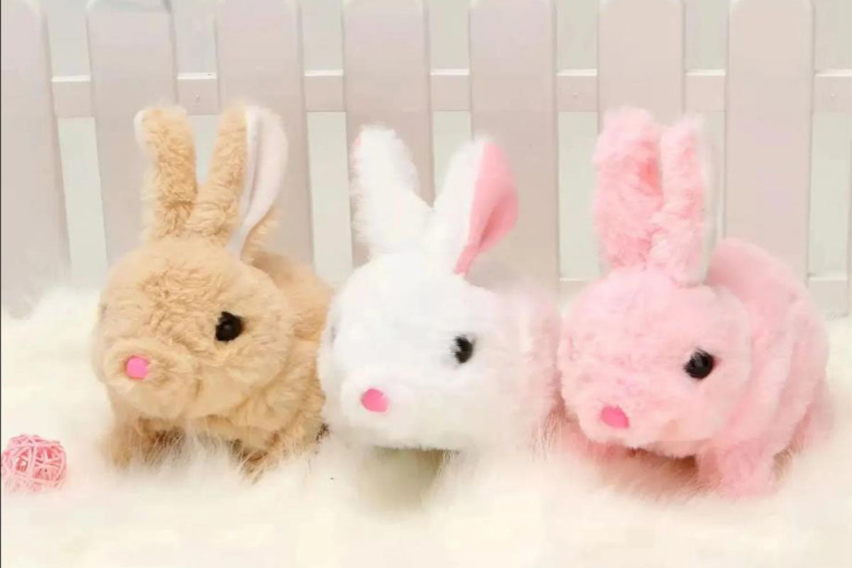Interactive Realistic Bunny Toy with Walking and Wagging Ears