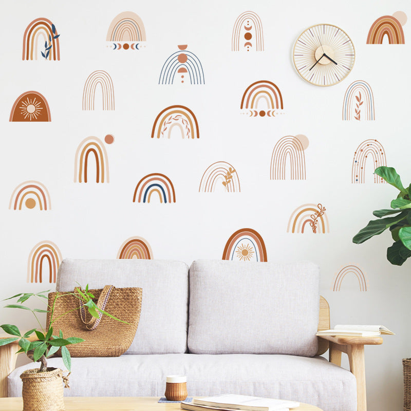 2Pcs Boho Rainbow Clouds Removable Wall Decals Stickers