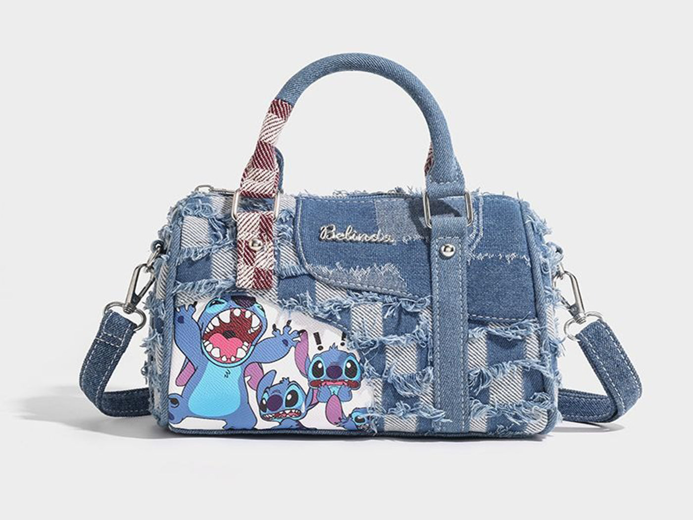 Stitch Inspired Patchwork Crossbody Tote Bag Denim Handbag