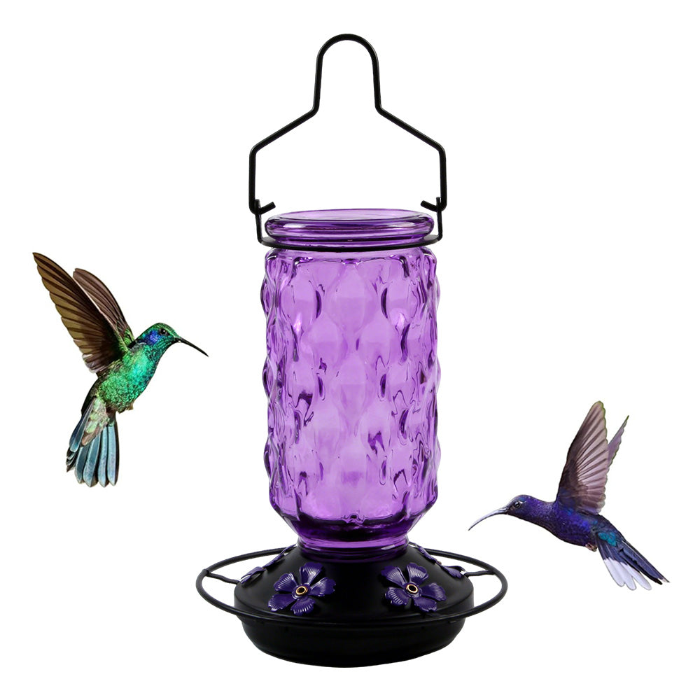 Stained Glass Hummingbird Feeder Wide Mouth Garden Decor
