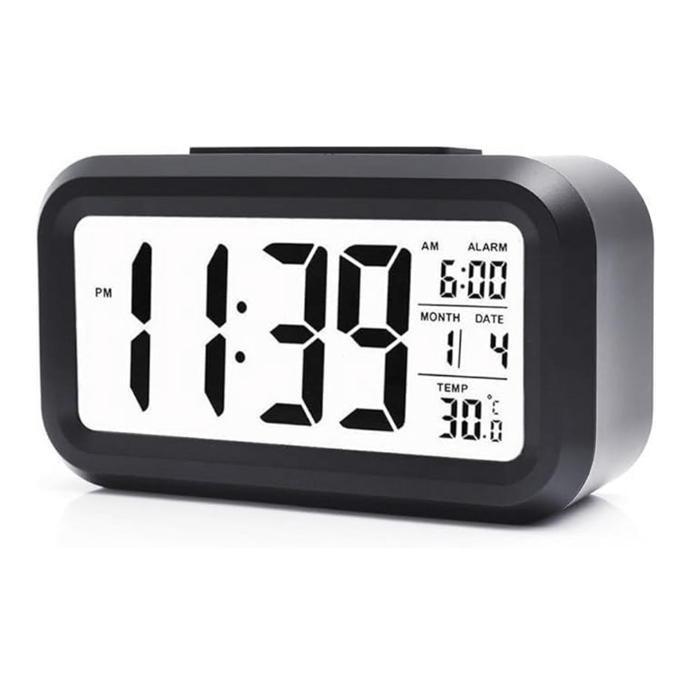 Digital Alarm Clock Battery Operated with Night Light and Indoor Temperature