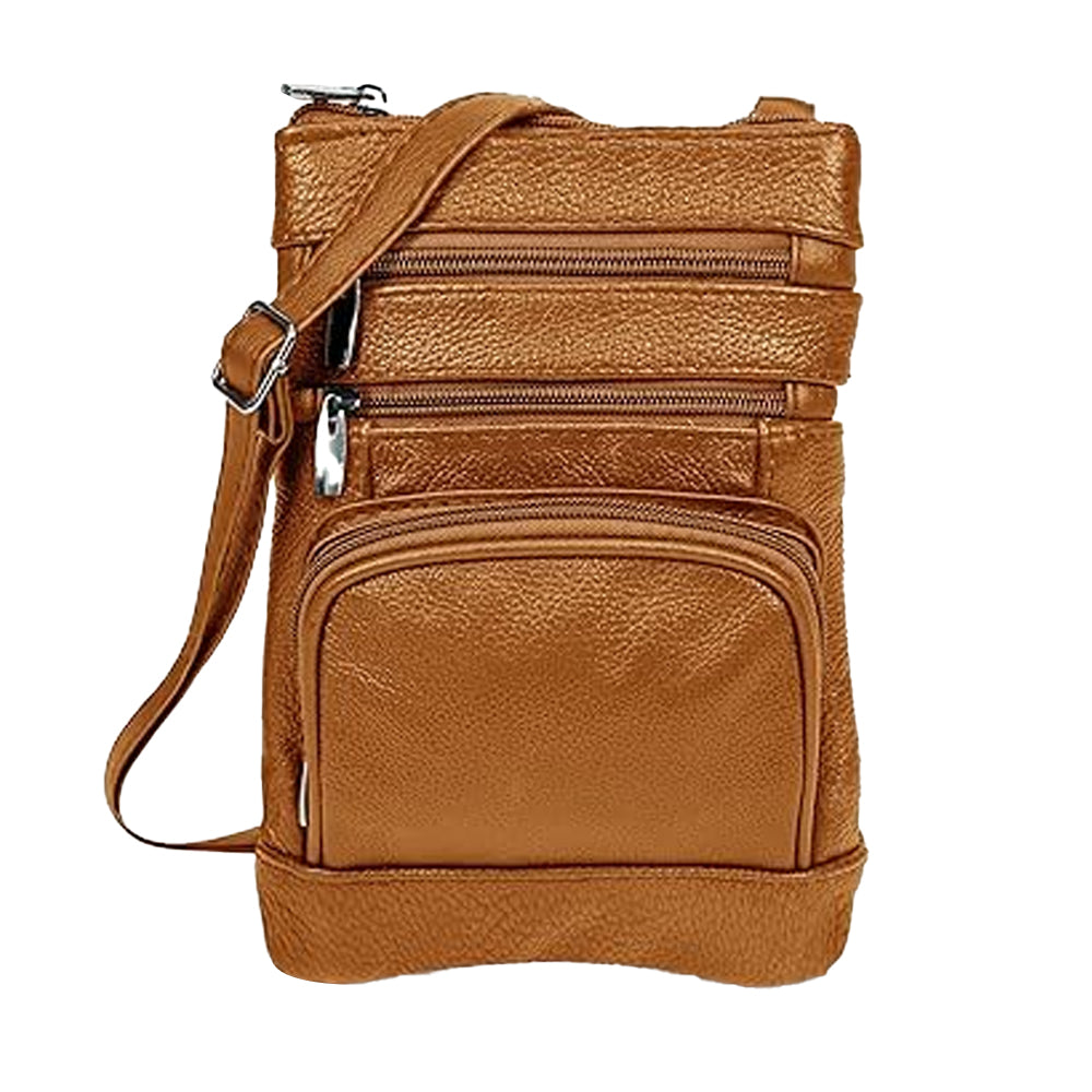 Womens Genuine Leather Multi-Pocket Crossbody Purse Bag