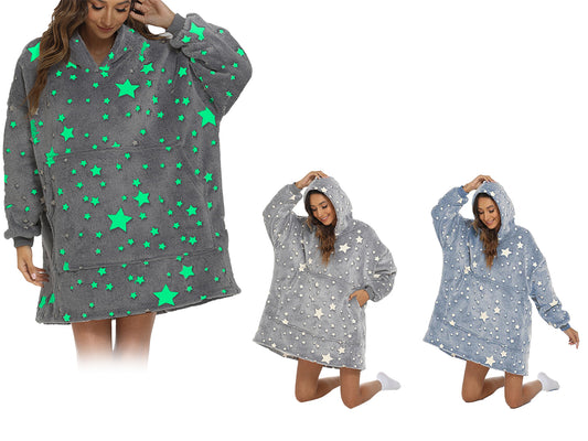 Wearable Blanket Hoodie Glow in The Dark Sherpa Hoodie