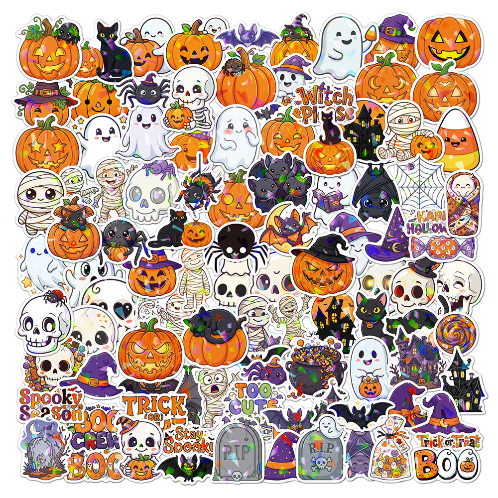 100 Holographic Vinyl Halloween Stickers for Party Favors