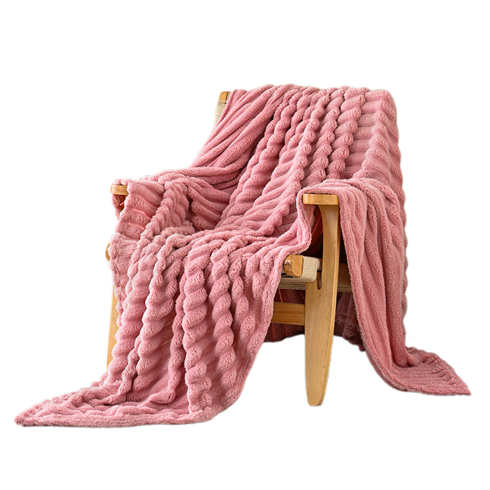 Throw Blanket for Couch Fuzzy Soft Plush Thick Bubble Blanket for Bedroom Living Room-Pink