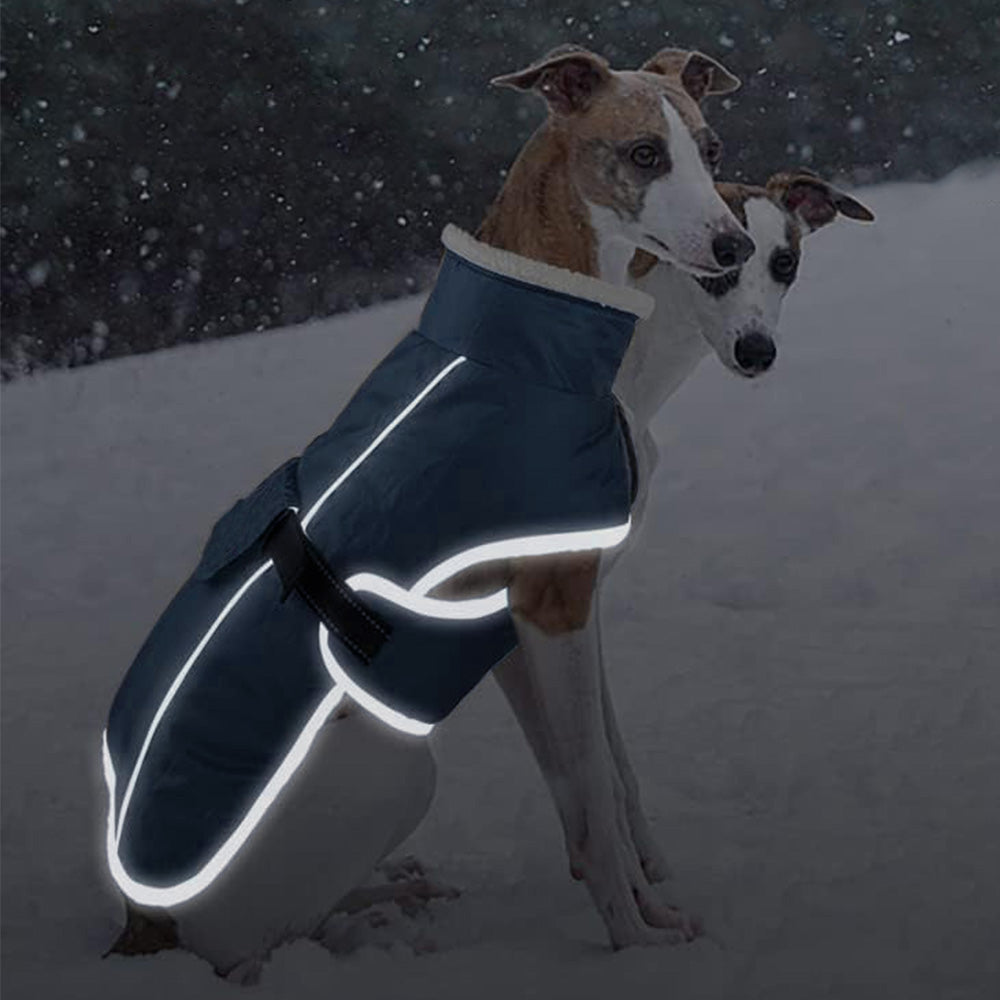 Winter Dog Coat-Waterproof Cold Weather Jacket for Small Large Breeds-Navy