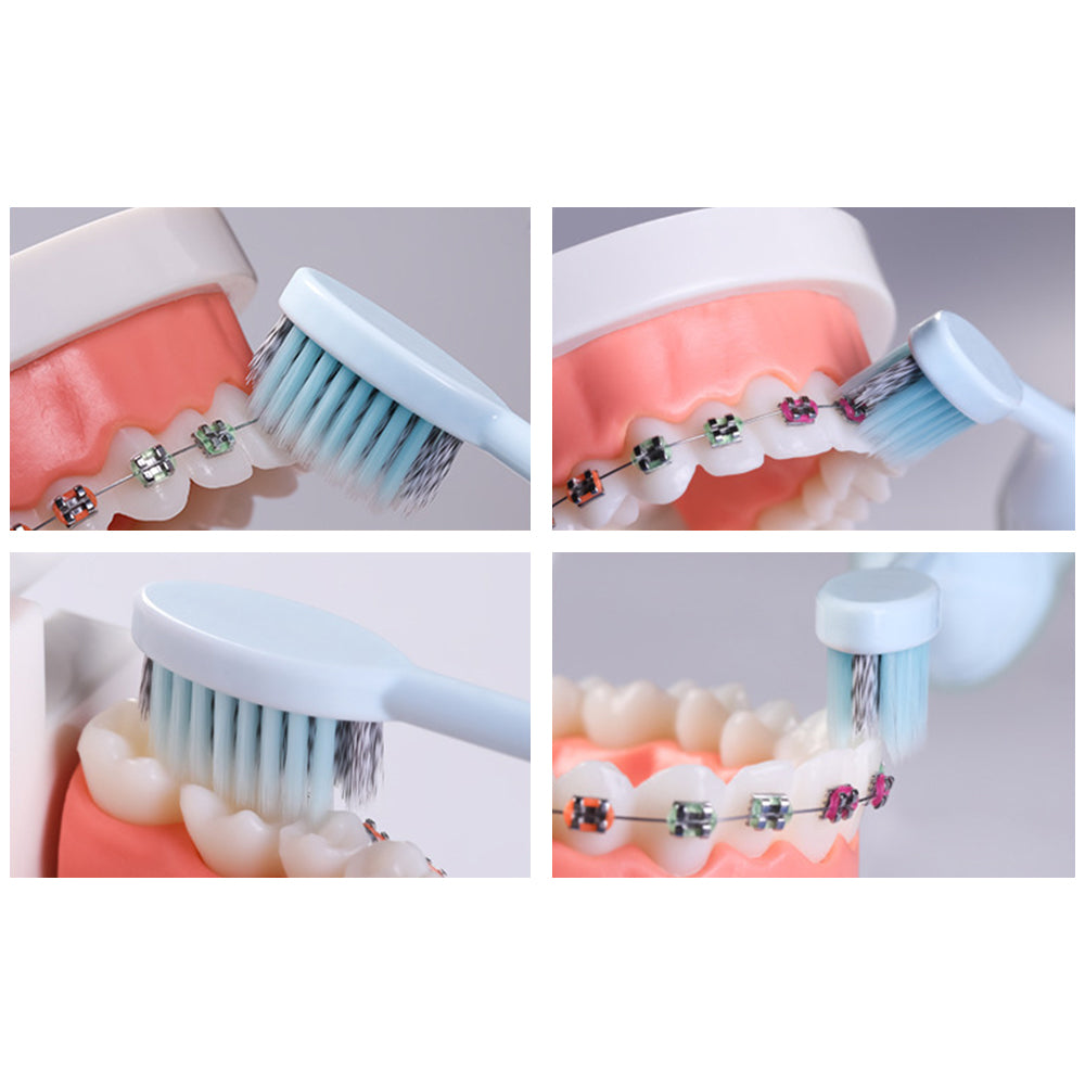 2Pcs Toothbrushes Kit Fold Travel Built-in Travel Toothpaste Container