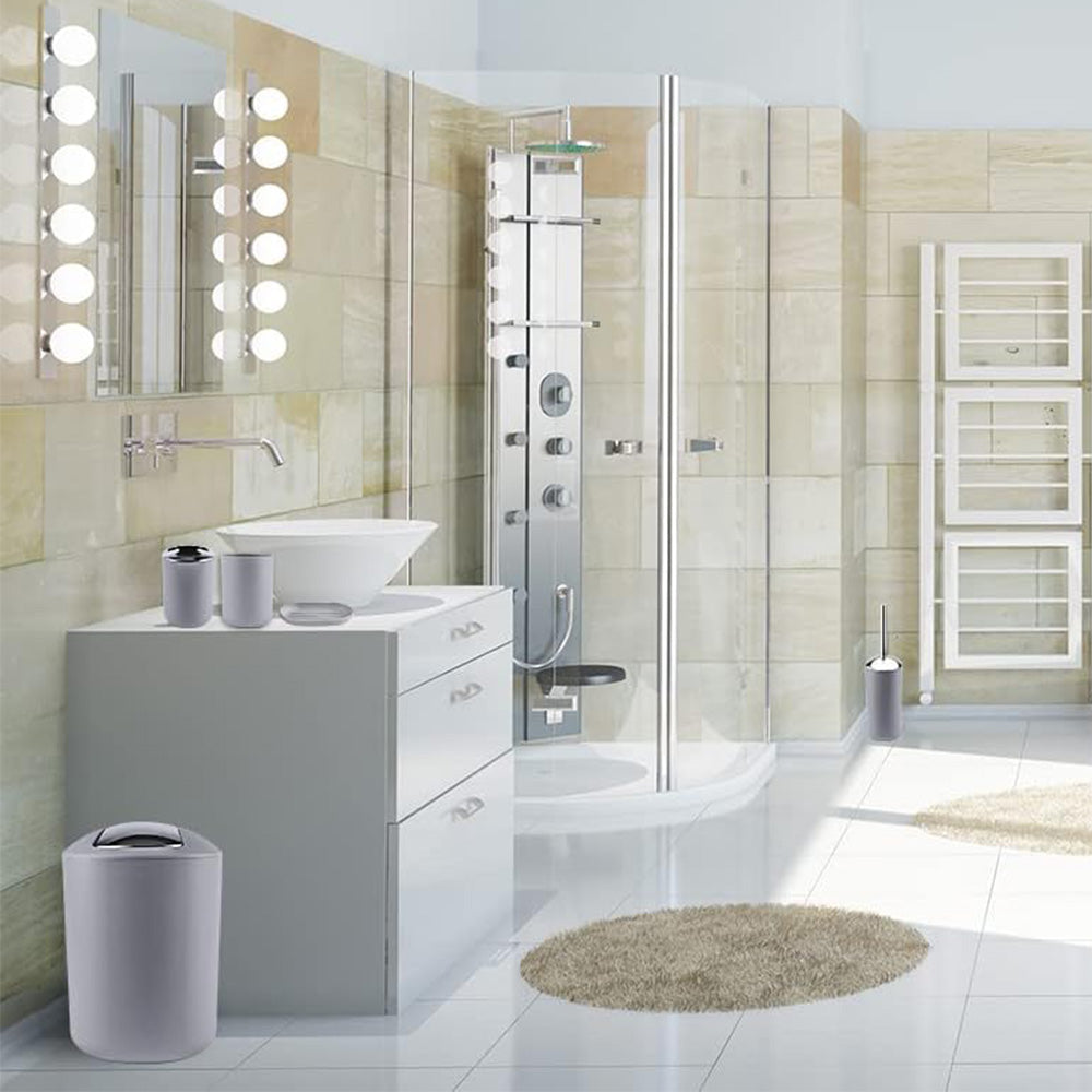 6 Piece Bathroom Accessories Set Soap Dish Soap Dispenser Toothbrush Holder Toilet Brush Trash Bin