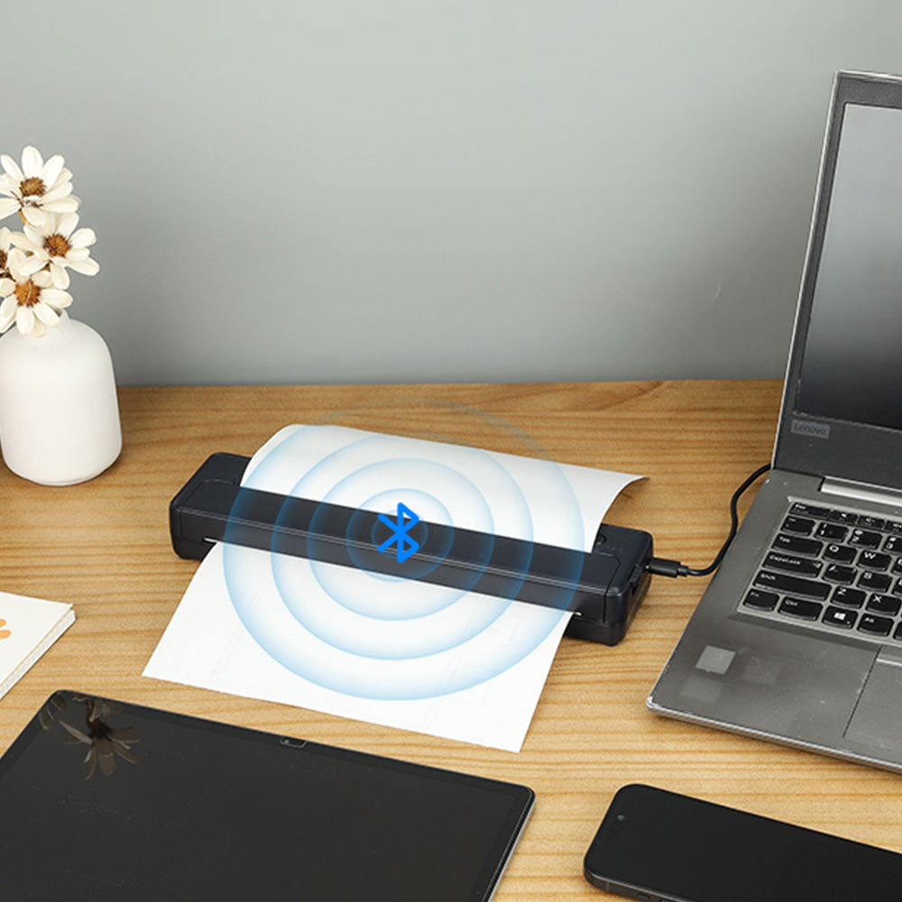 Wireless Bluetooth Portable A4 Thermal Mobile Printer with 100Pcs Thermal Paper