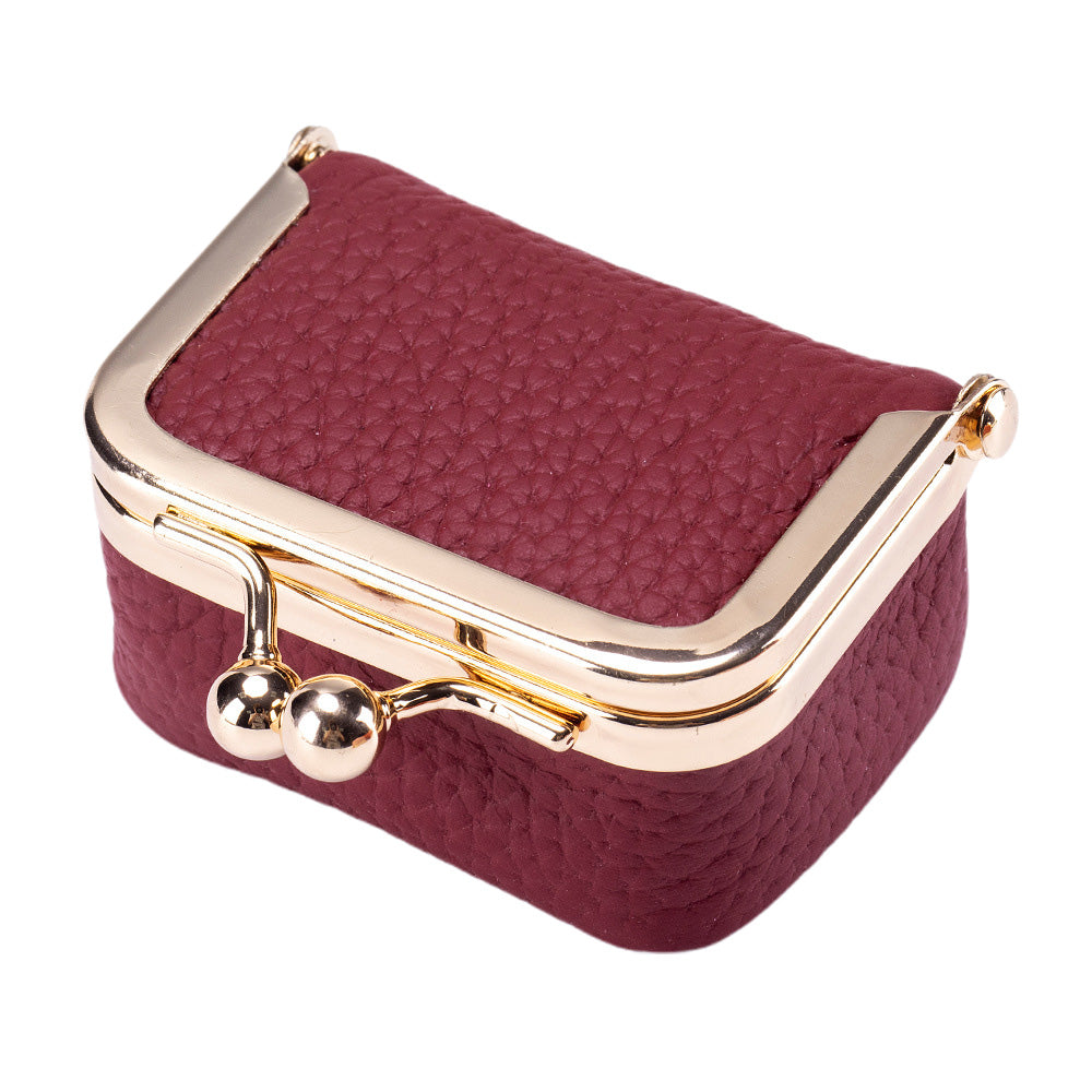 Mini Leather Jewelry Box Coin Purse Jewelry Case With Kiss Lock