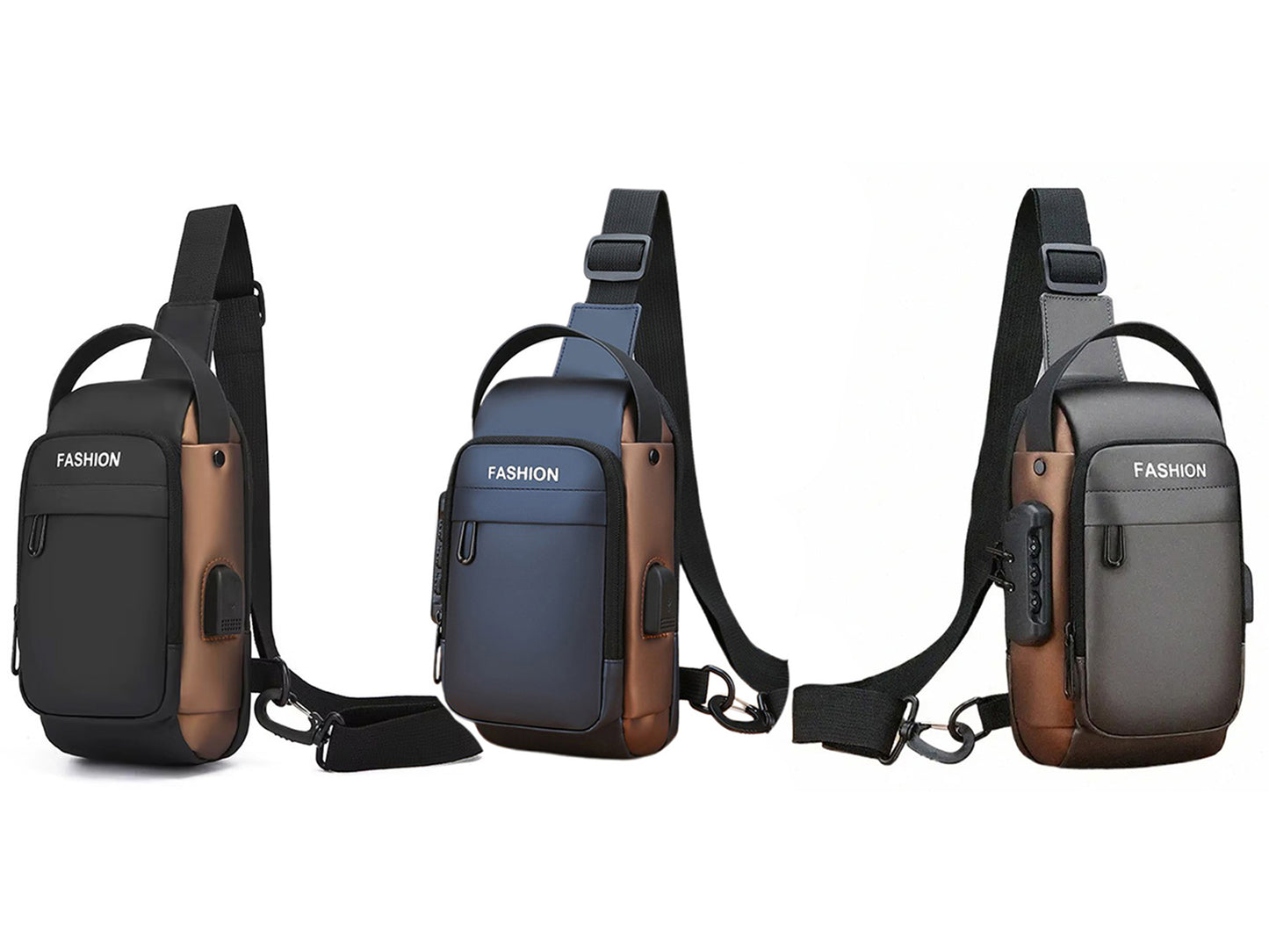 Anti-theft Chest Shoulder Crossbody Sling Bag with USB Port