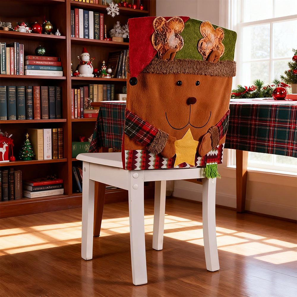 Christmas Chair Covers with Santa Hat for Holiday Dinner Party