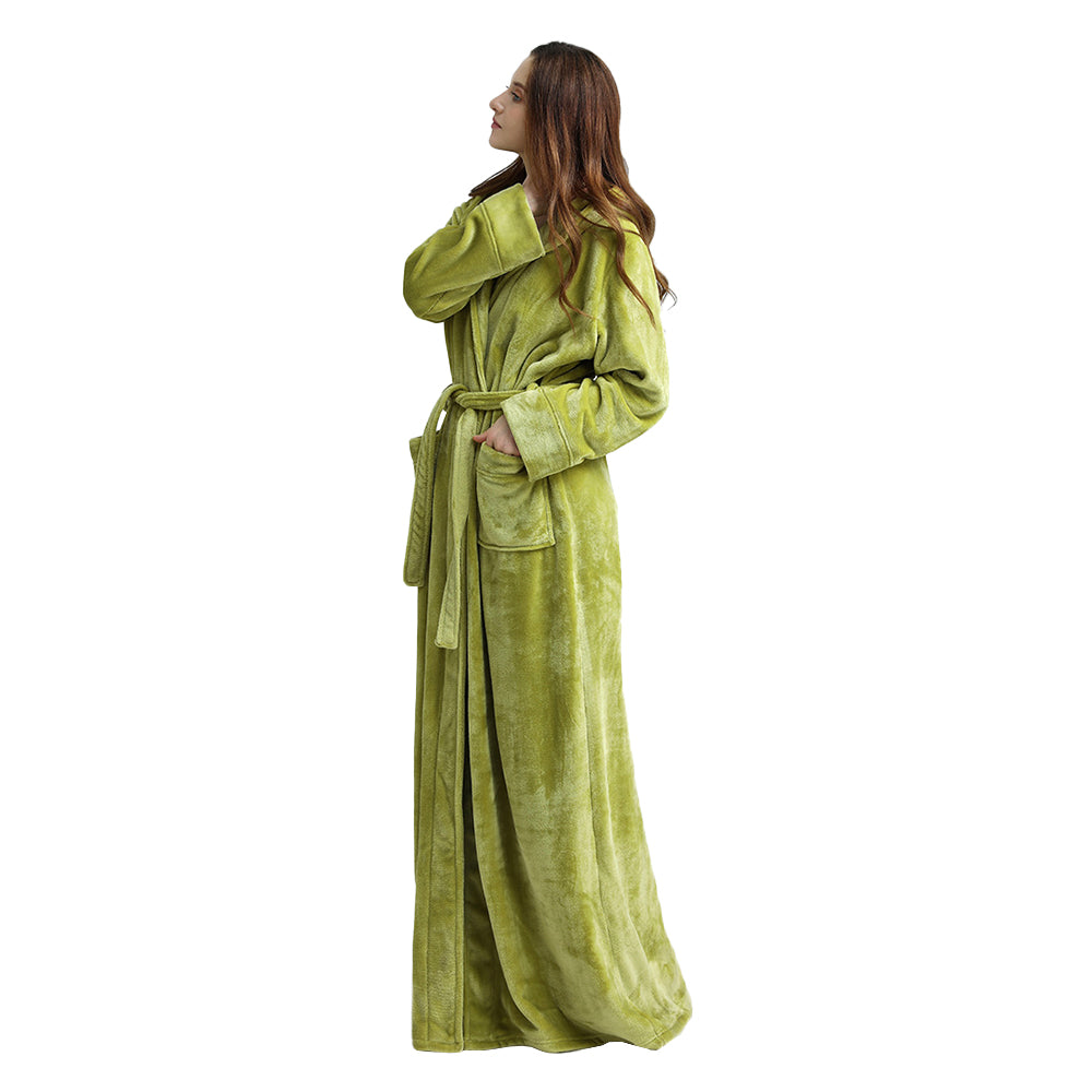 Winter Long Flannel Hooded Bath Robe