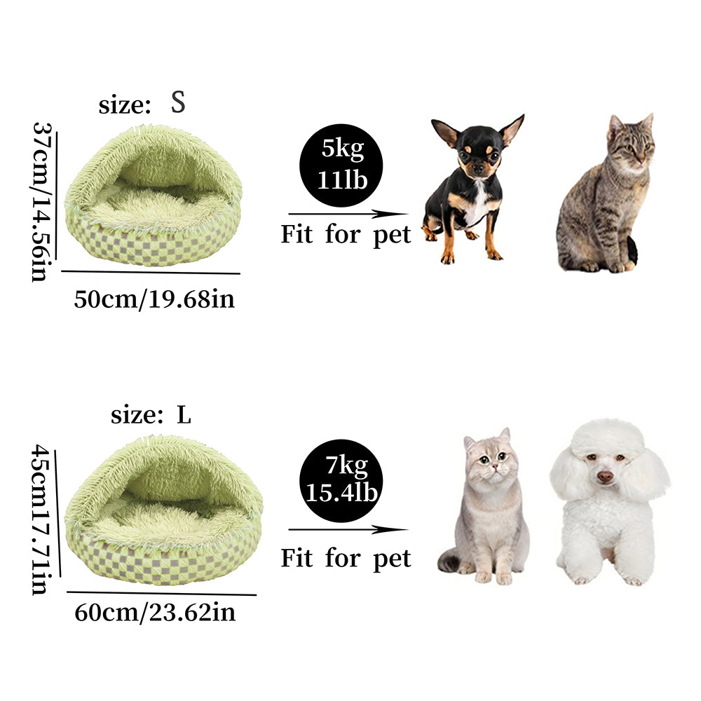 Plush Cushioned Hooded Winter Pet Bed