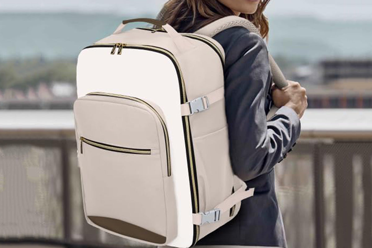 40L Travel Backpack for Men and Women Waterproof Carry On Bag with 3 Storage Pouches