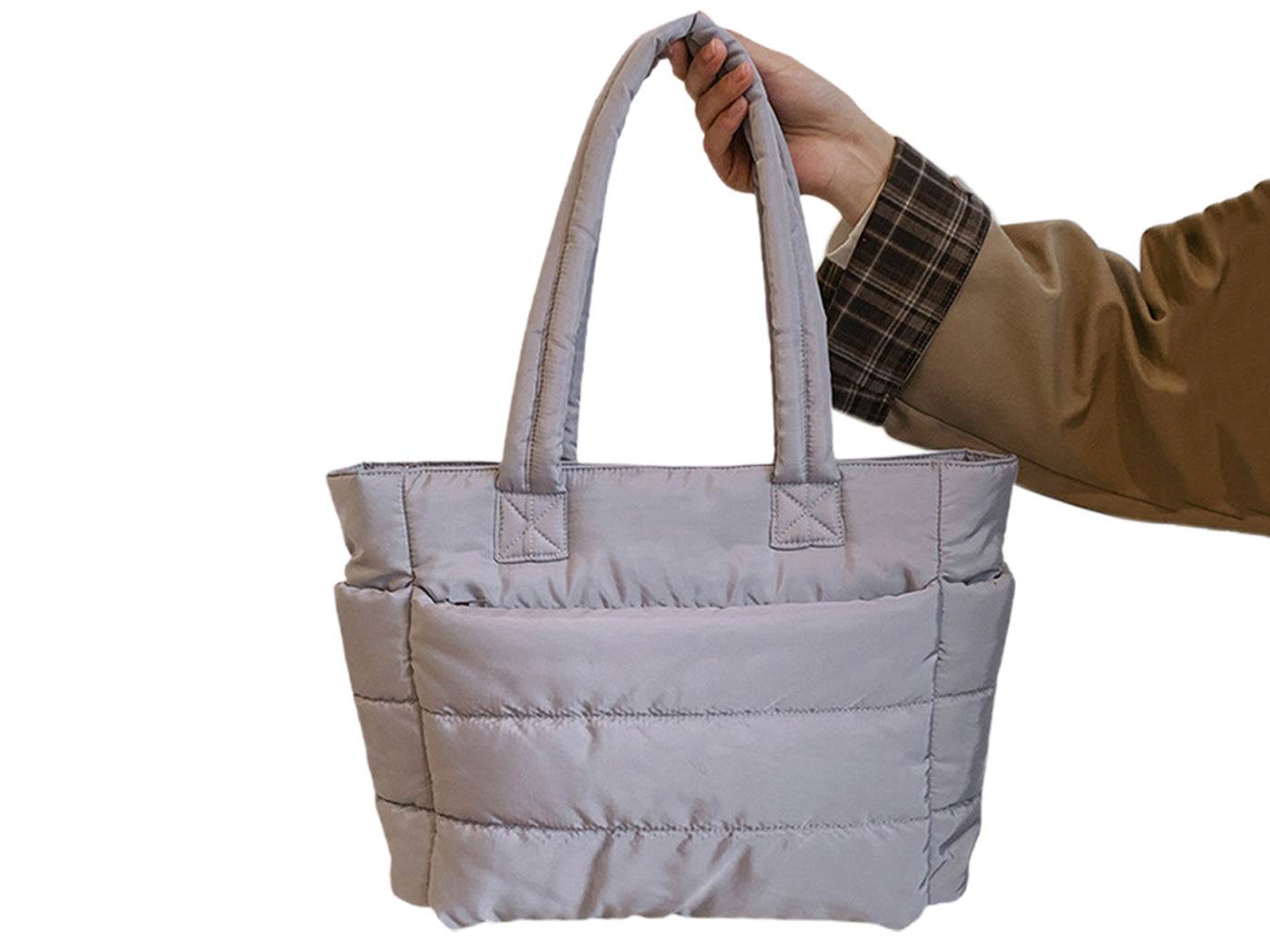 Women Quilted Tote Bag Shoulder Bag Lunch Bag