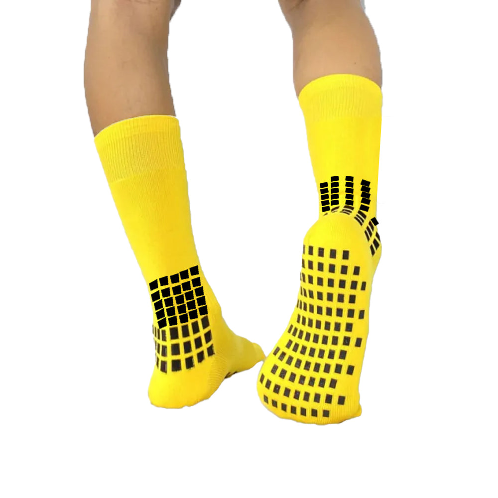 3Pairs Anti-Slip Sports Socks Non Skid Grip Socks-Yellow, Red, Orange