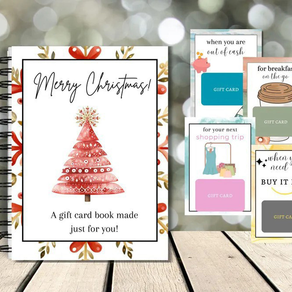 Christmas Gift Card Book 38 Pages Spiral Bound Holder Holiday Keepsake