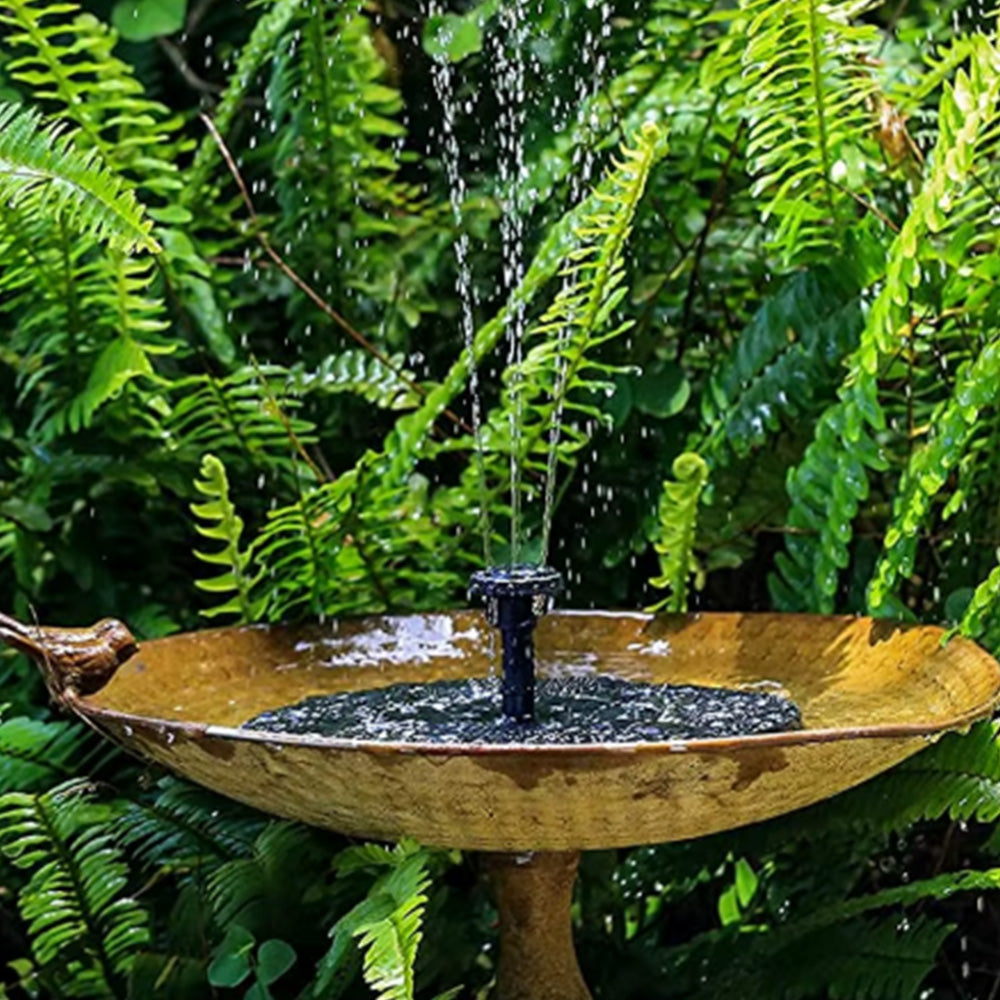 1.5W Solar Powered Bird Bath Fountains with 6 Nozzle Water Feature for Garden Pond