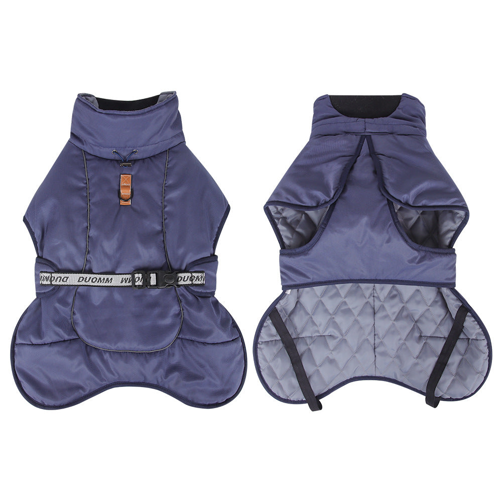 Waterproof Dog Jacket Winter Coat with Buckle and Reflective Strips-Navy