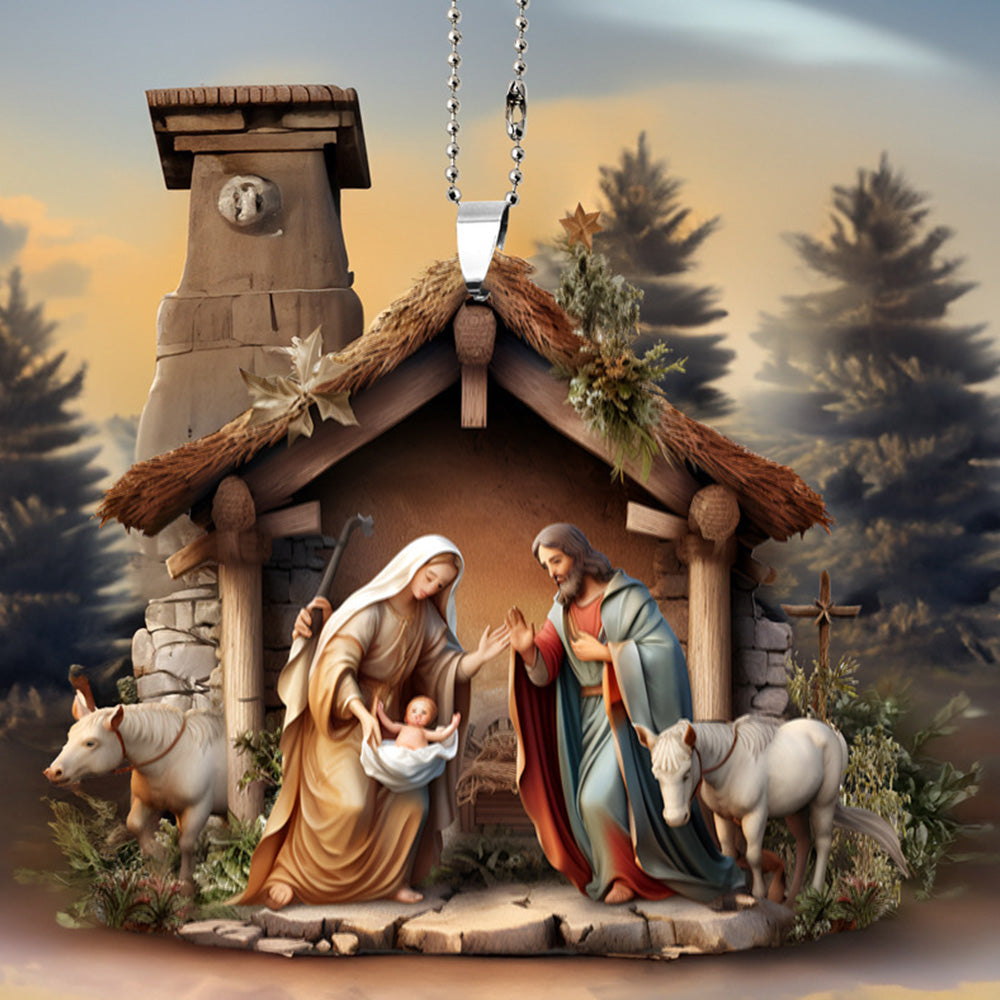 7Pcs 2D Christmas Nativity Scene Ornaments the Birth of Jesus Decor