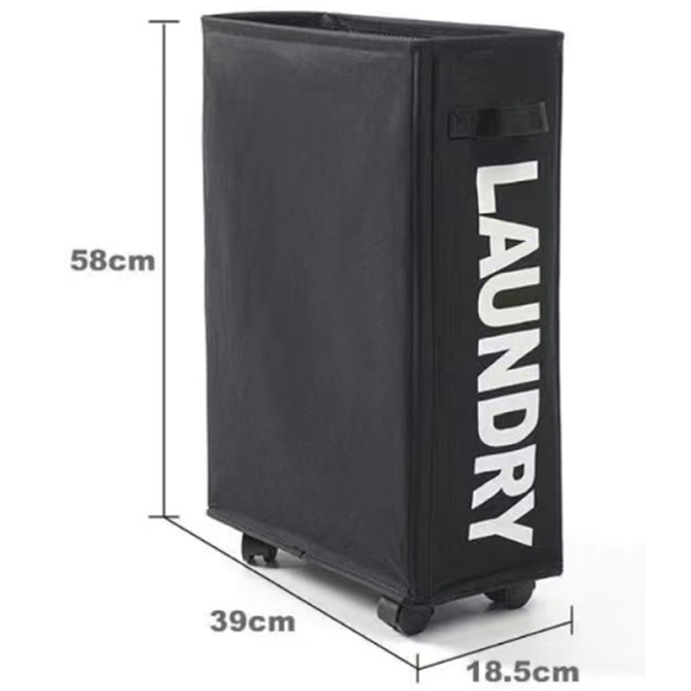 39 x18.5x58CM Foldable Laundry Washing Clothes Storage Bag With Universal Wheels