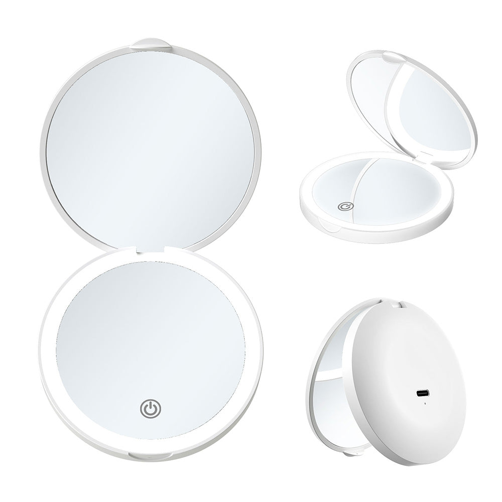 Mini Mirror With Lights Magnification LED Compact Mirror Travel Mirror For Pocket