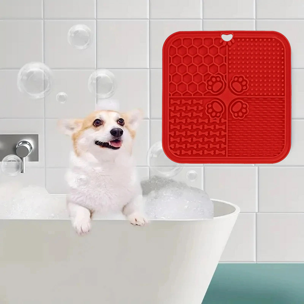 Silicone Dog Lick Mat with Spoon and Can Lid