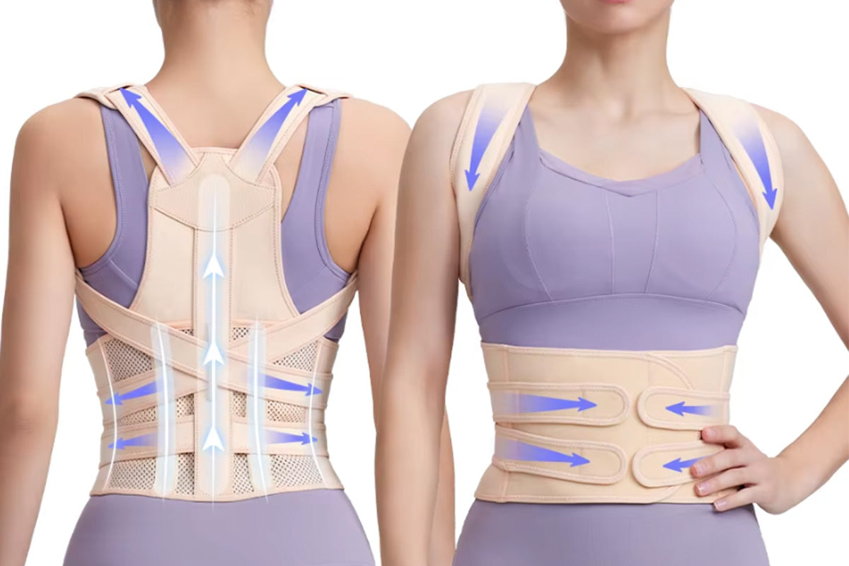 Posture Corrector Back Brace Adjustable Straightener for Improving Back Posture-Beige
