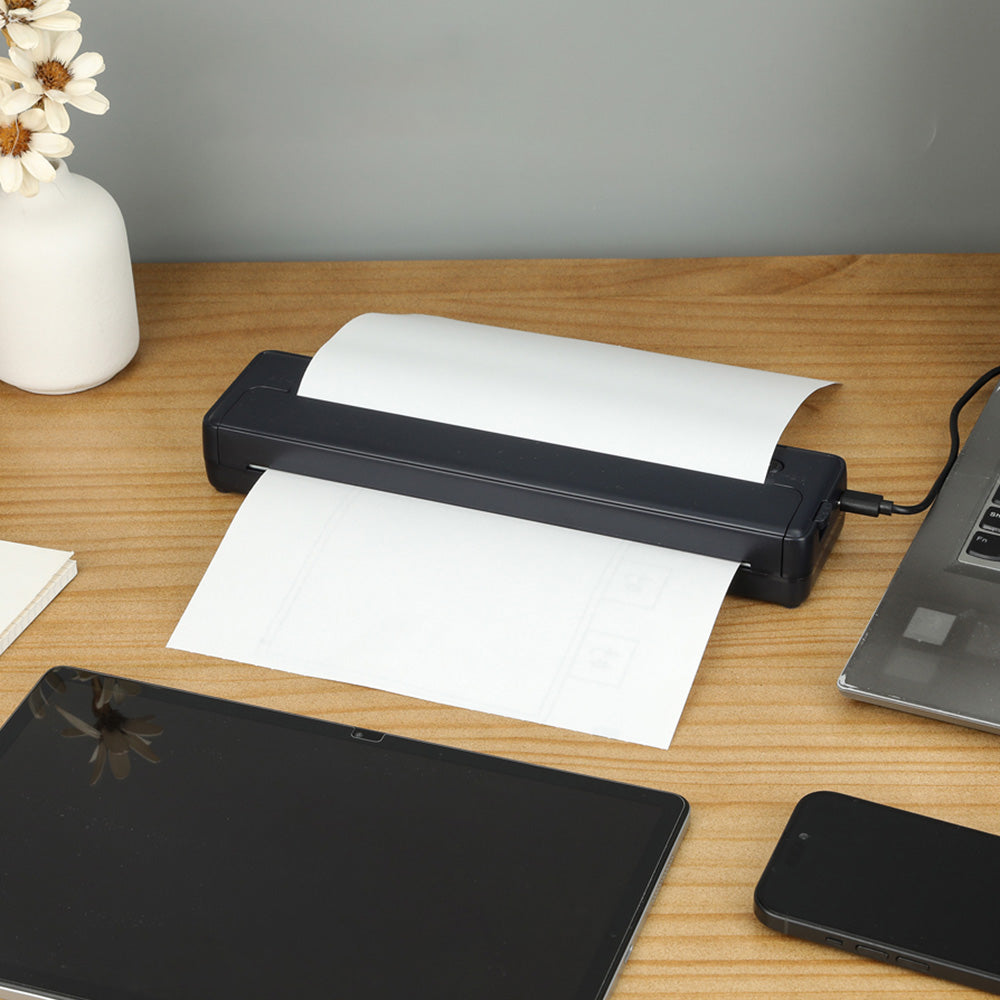 Wireless Bluetooth Portable A4 Thermal Mobile Printer with 100Pcs Thermal Paper