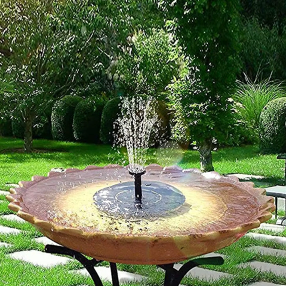 1.5W Solar Powered Bird Bath Fountains with 6 Nozzle Water Feature for Garden Pond