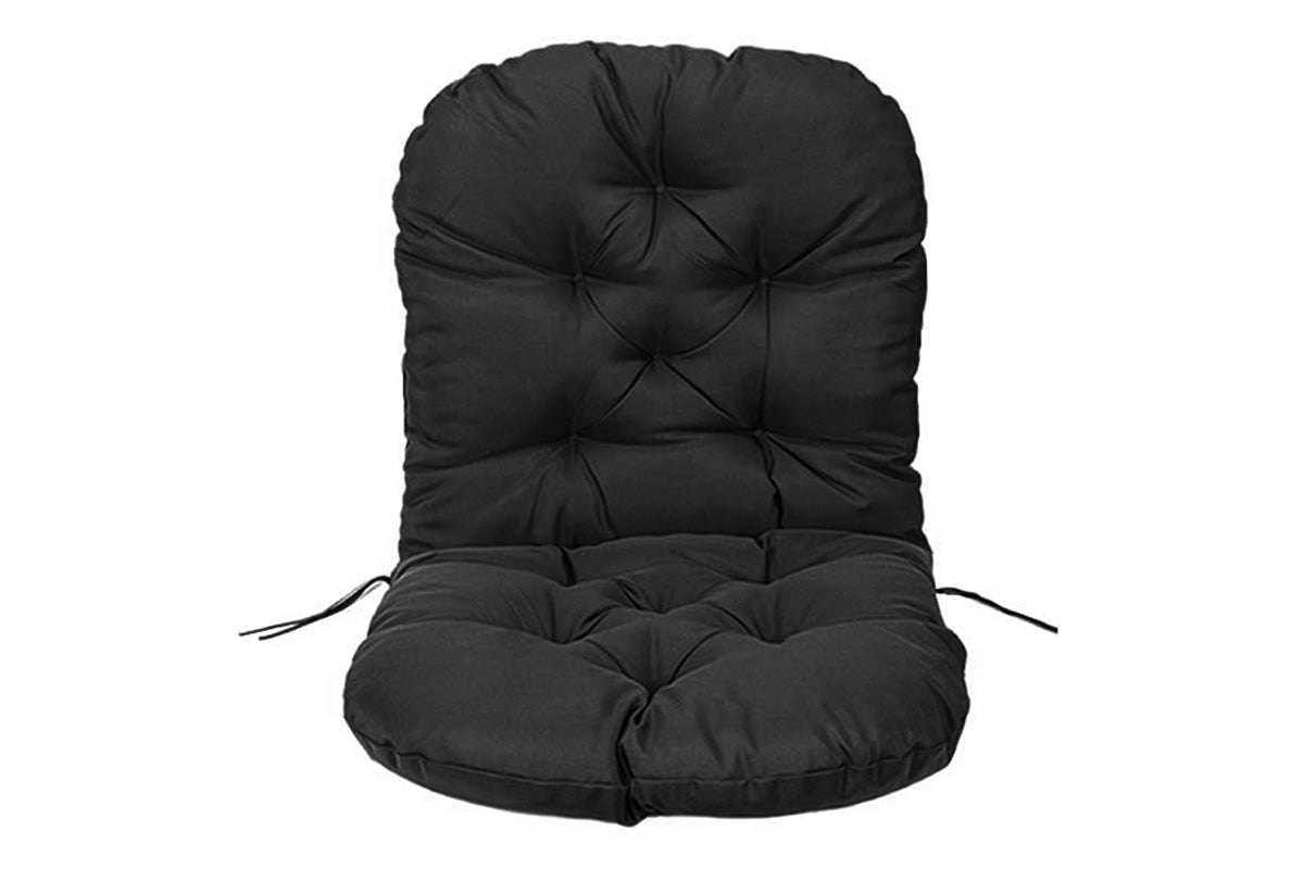 Solid Twill Swivel Rocker Chair Cushion High Back Water Resistant Pad-Black