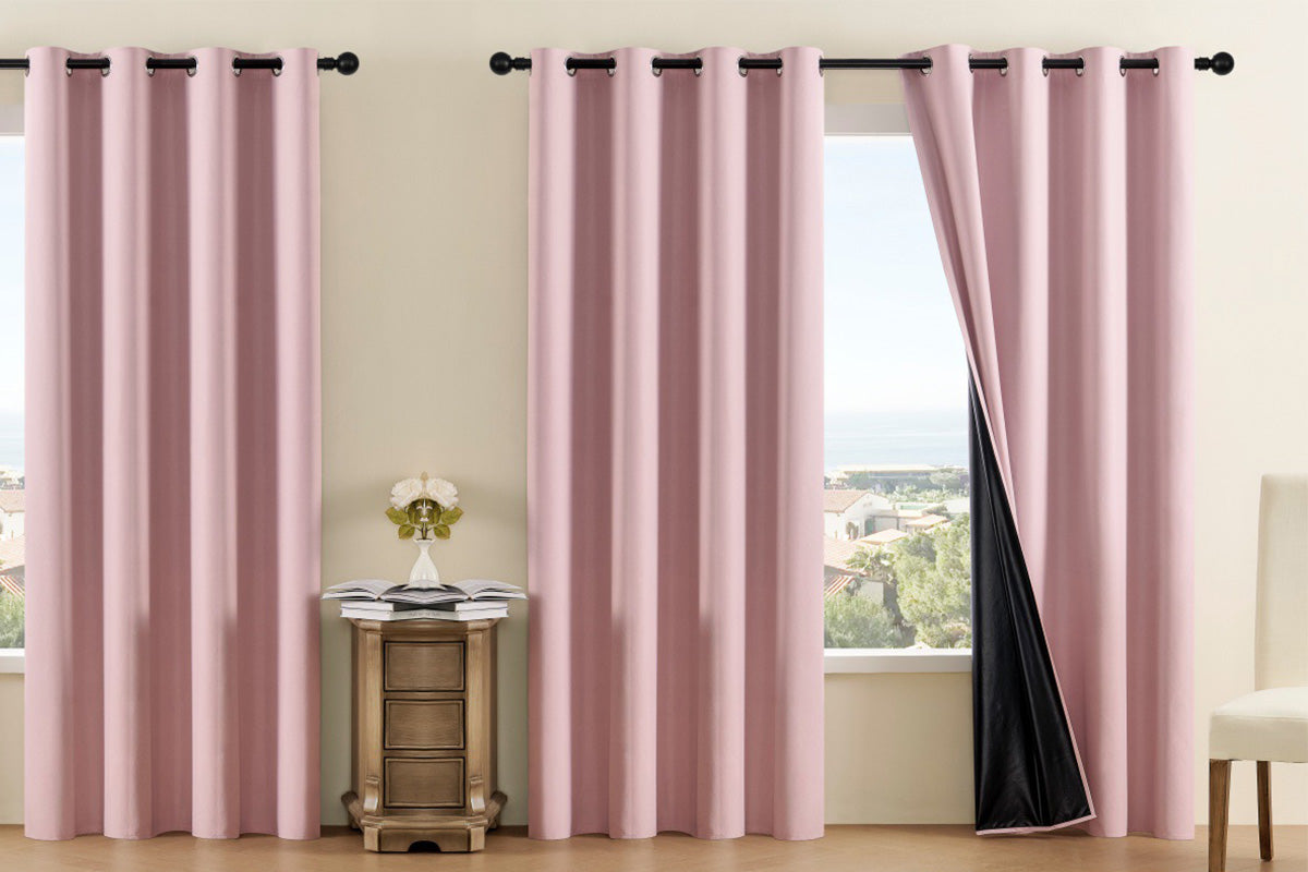 100 Percent Blackout Curtain Panel with Black Liner Heat & Light Blocking Drapes