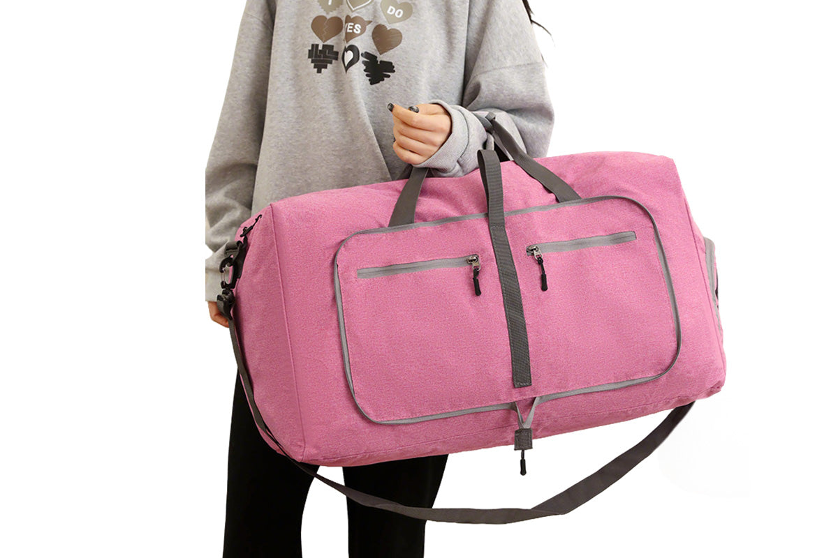 Large Foldable Travel Duffel Bag Carry On Shoulder Duffle Bag With Shoe Compartment