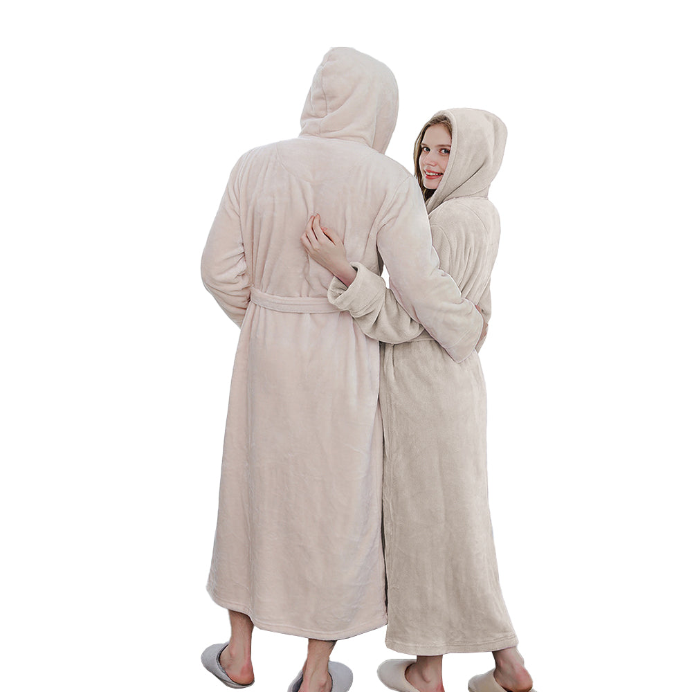 Winter Long Flannel Hooded Bath Robe
