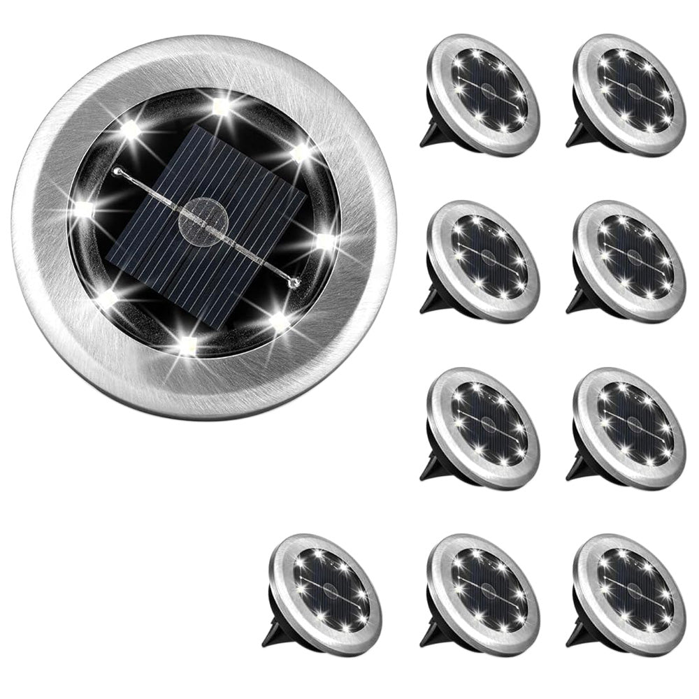 10 Pack Mini Solar Ground Lights for Garden and Pathway Warm Light