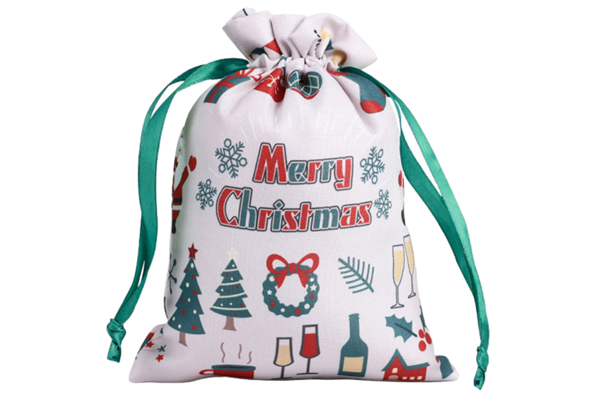10Pcs 40x30cm Christmas Drawstring Bags Christmas Sack Holiday Wrapping Sacks
