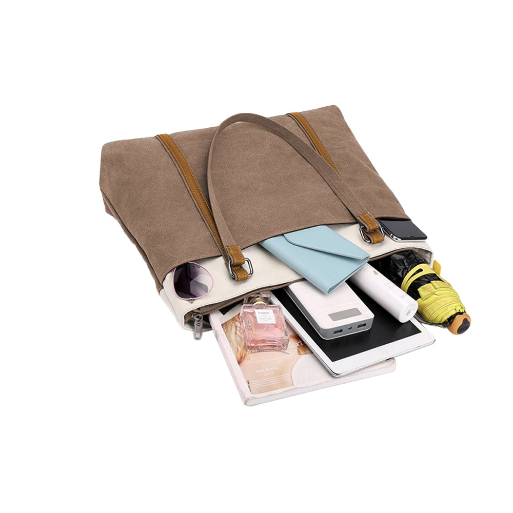 Women Laptop Tote Bag Canvas Handbag 15.6 Inch Work Shoulder Bag