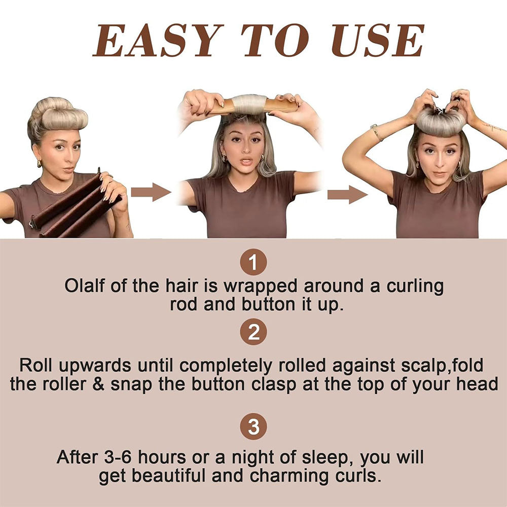 3Pcs Heatless Hair Curling Rod Headband No Heat Wave Hair Curlers Sleep Overnight Set