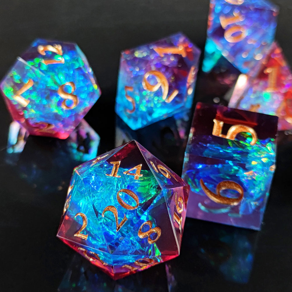 Enchanted Starlight 7 Dice Precision Edged Set for RPG DND Tabletop Game