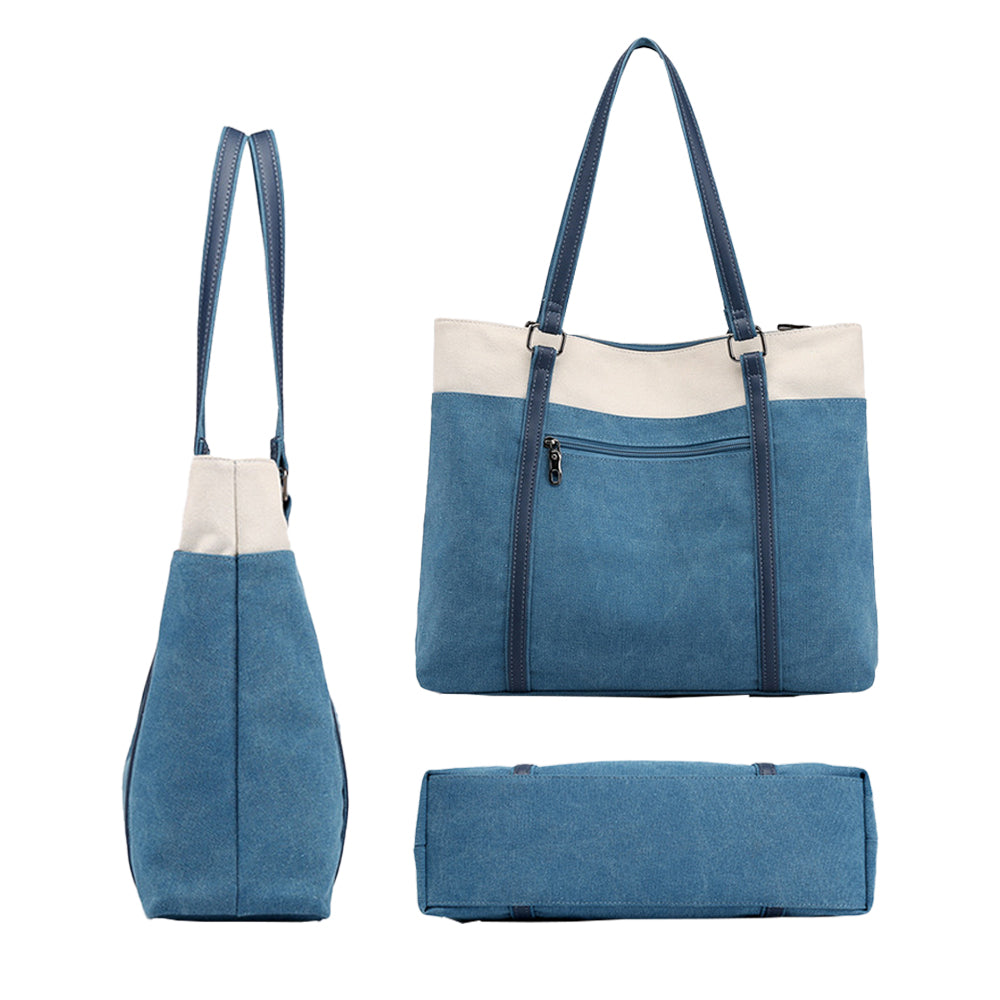 Women Laptop Tote Bag Canvas Handbag 15.6 Inch Work Shoulder Bag