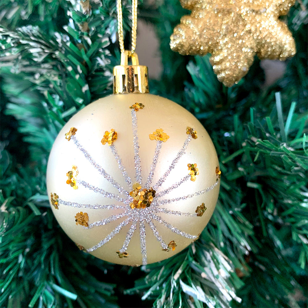 Christmas Ball Ornaments Christmas Tree Decoration-White and Gold