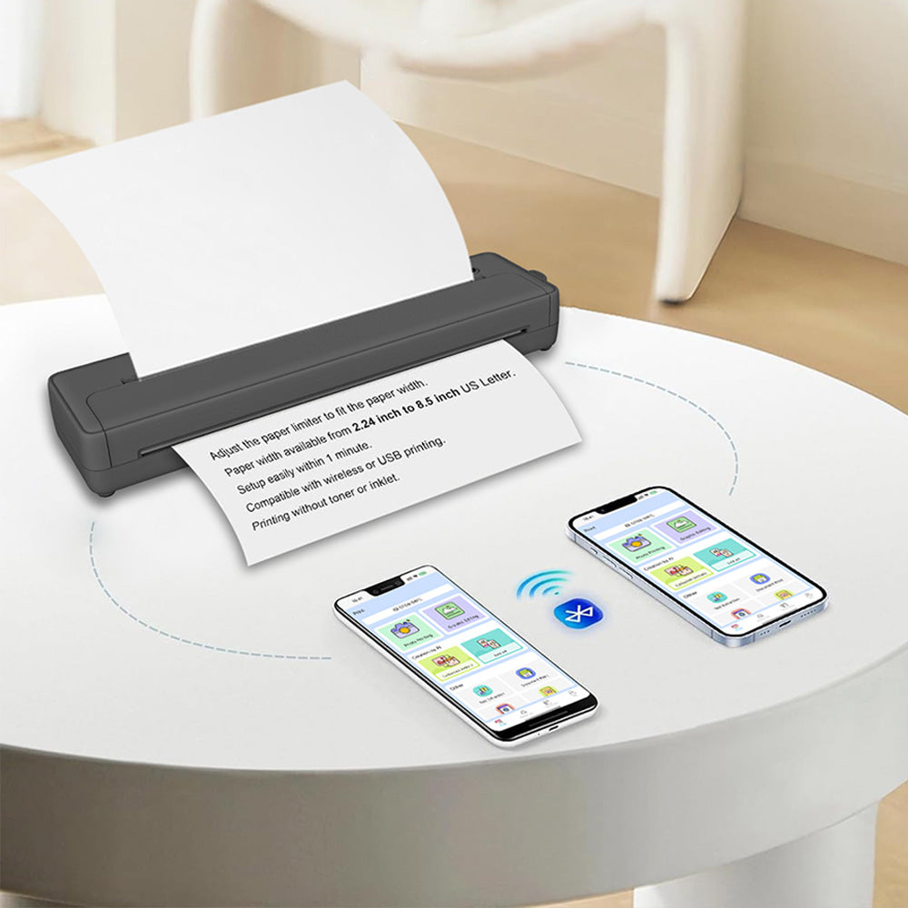 Wireless Bluetooth Portable A4 Thermal Mobile Printer with 100Pcs Thermal Paper
