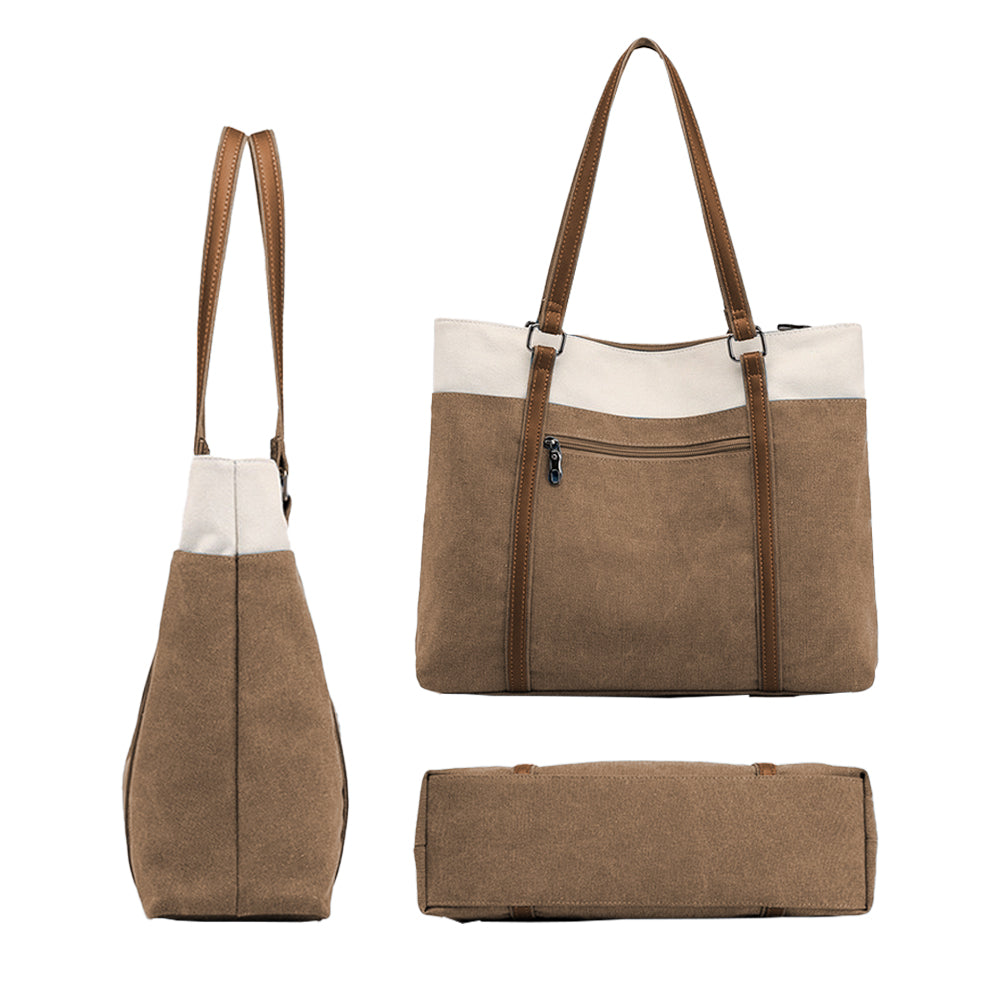 Women Laptop Tote Bag Canvas Handbag 15.6 Inch Work Shoulder Bag