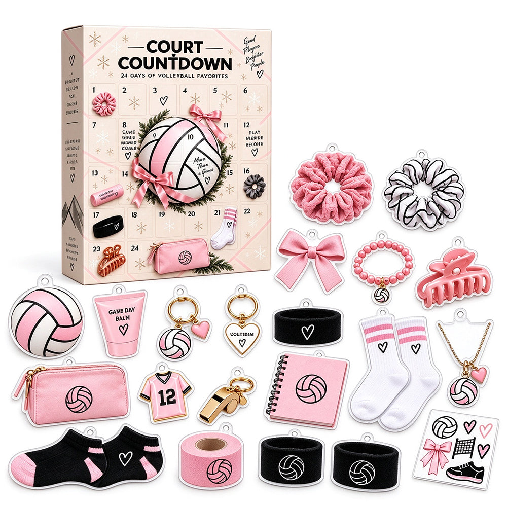 24 Day Christmas Advent Calendar with 2D Acrylic Volleyball Ornaments