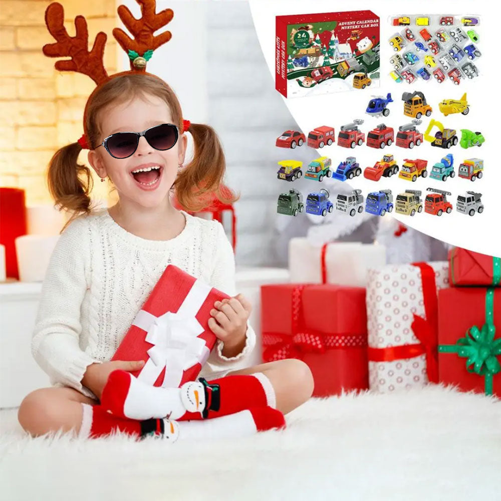 24 Days Christmas Countdown Calendar with Pull-Back Cars Vehicles Holiday Gift