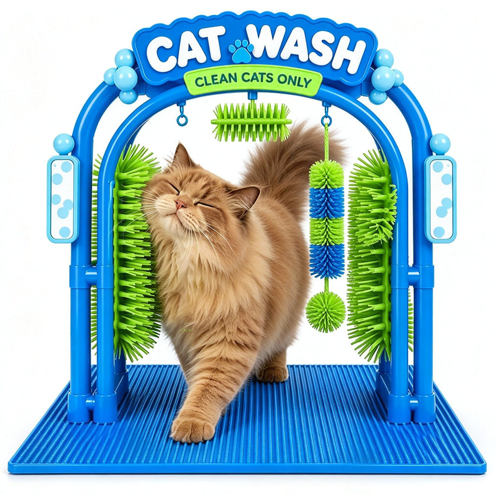 Cat Grooming Arch Station Kit for Self Brushing and Play