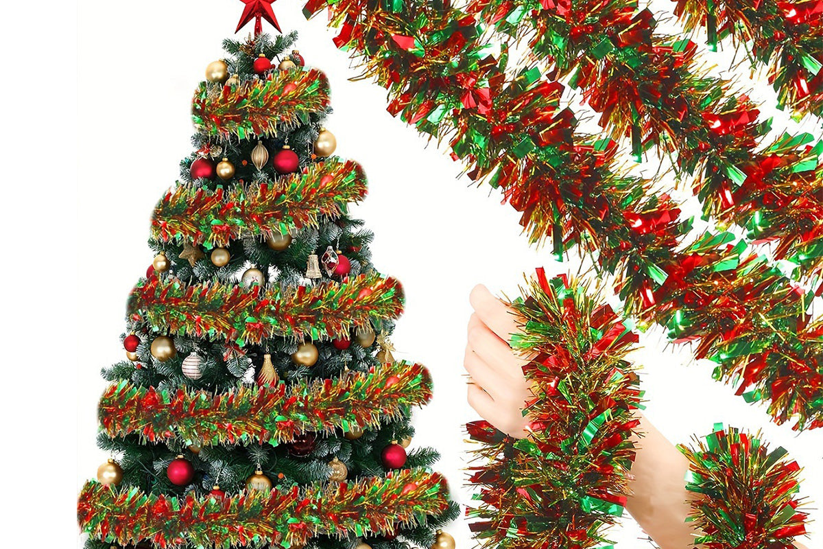 5M Christmas Garland With String Lights Hanging Tinsel Garlands For Xmas Tree