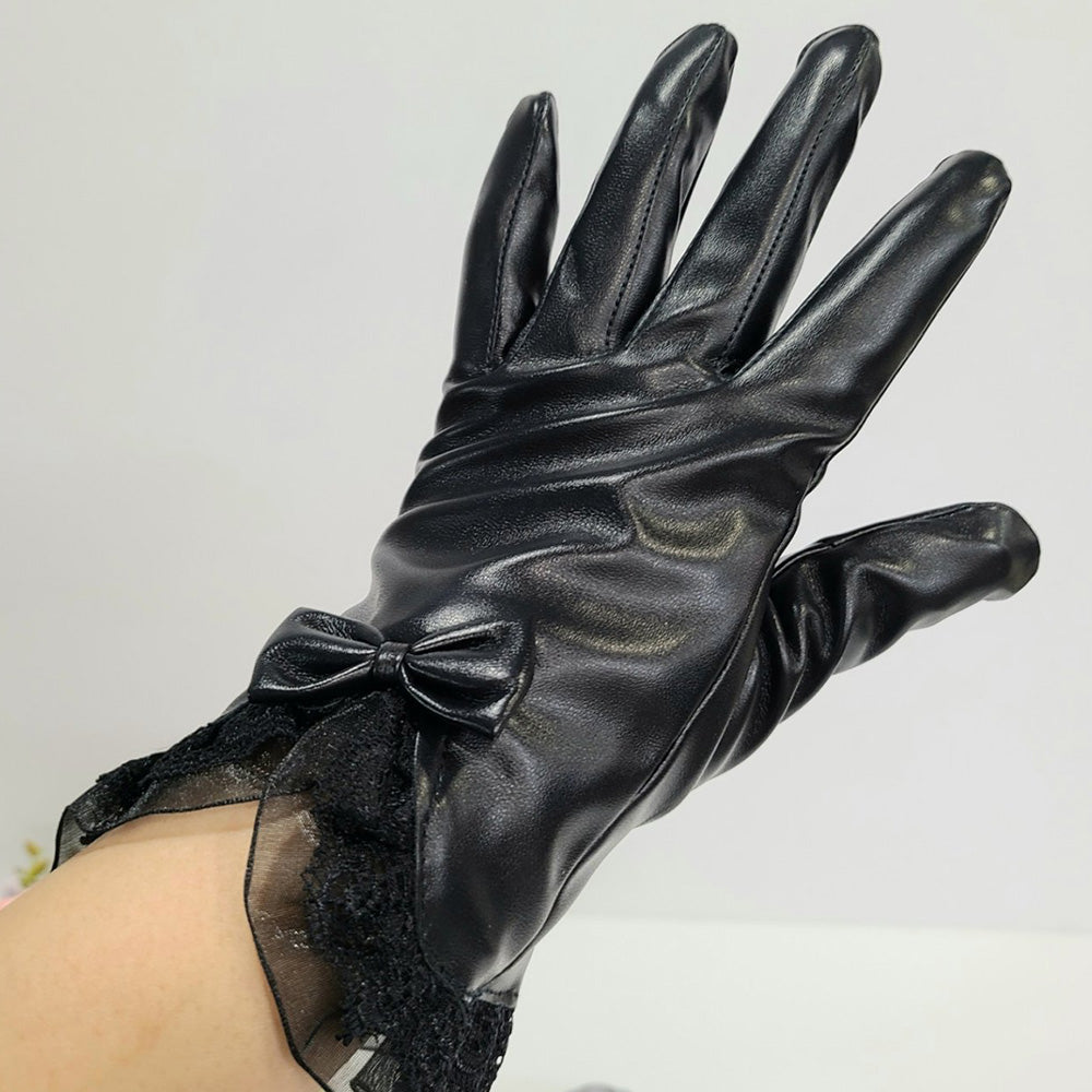 Womens Winter PU Leather Touchscreen Gloves Texting Warm Driving Gloves