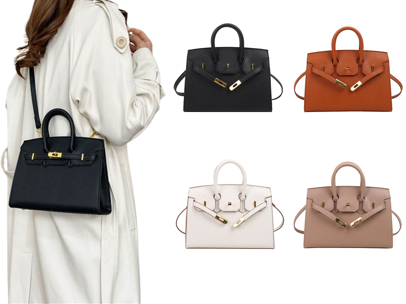 Chic Mini Birkin-Inspired Lock Crossbody Satchel Bag